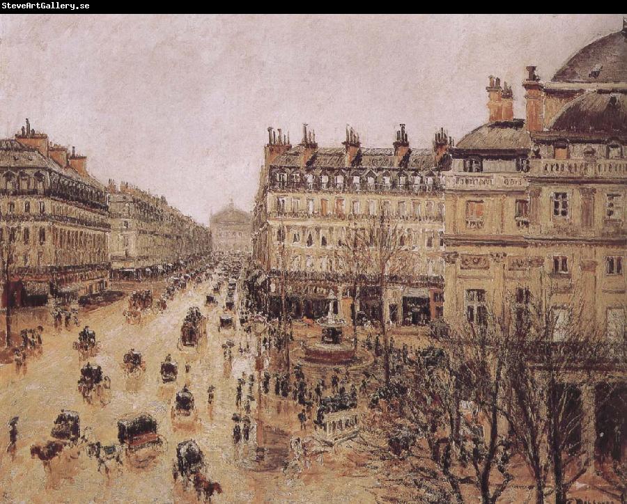Camille Pissarro rain in the French Theater Square